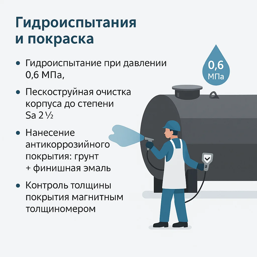 Испынание резервуаров РГС 20 м3